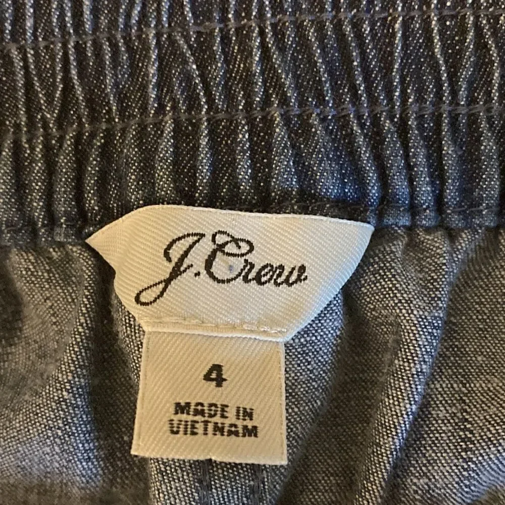 J. Crew NWOT Zip Up Indigo Seaside Cropped High Rise Pants. Size 4.
